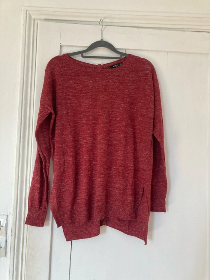 Pull bordeau chiné à pressions dans le dos Mango - photo numéro 2