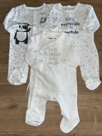 Lot de 3 pyjamas, bébé, 1 mois