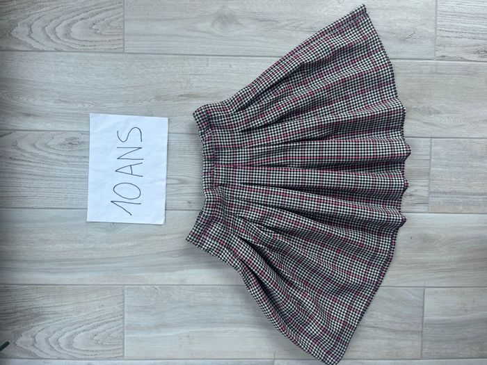 Jupe plissée blanche noire et rose à carreaux fille 10 ans - photo numéro 4