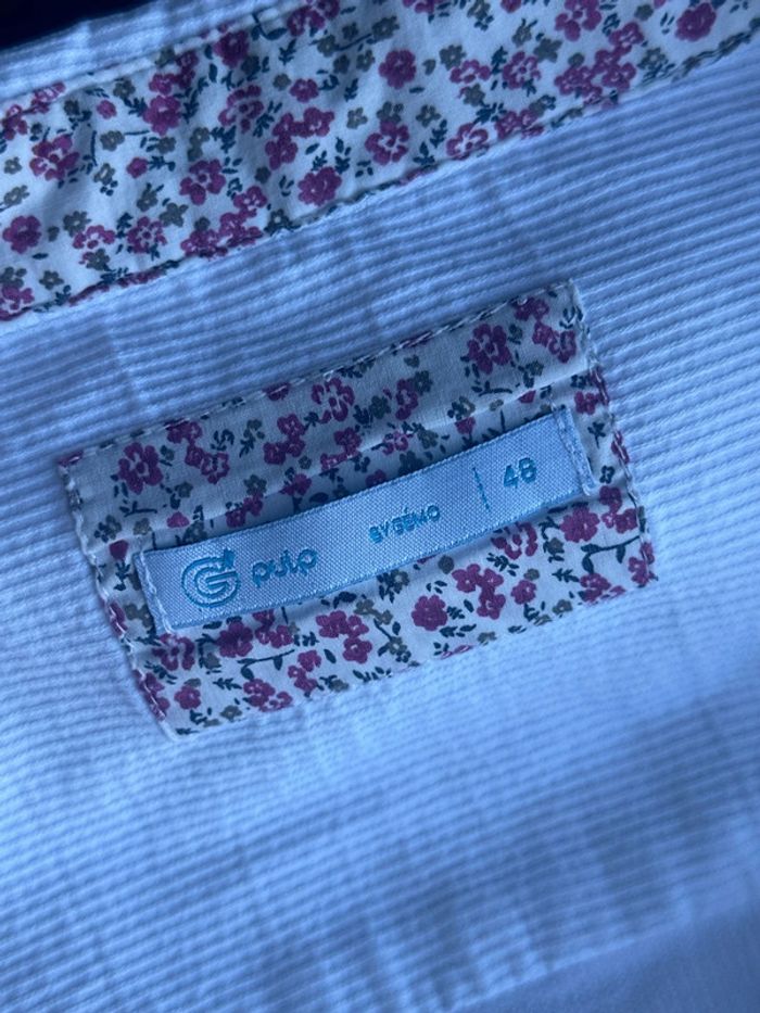 Chemise manches courtes été blanche col fleurie colorée Gémo 48/4XL - photo numéro 5