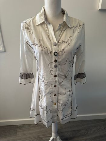 Tunique chemise blanche et marron Elisa Cavaletti T38 M