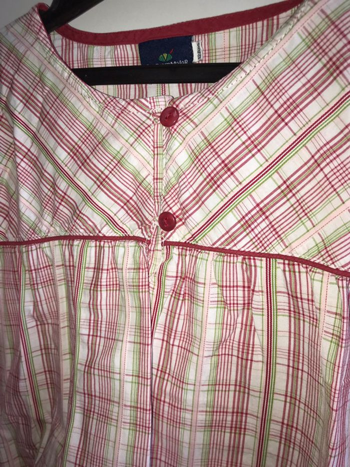 Chemisier Sergent Major. 12 ans. Carreaux vert et rouge