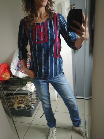 Blouse femme s bleu et rouge 27