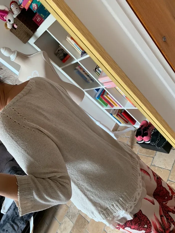 Pull crème en maille La Fée Maraboutée taille 2 - photo numéro 4