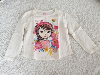 Tshirt ML crème fillette et fleurs - T104- C&A