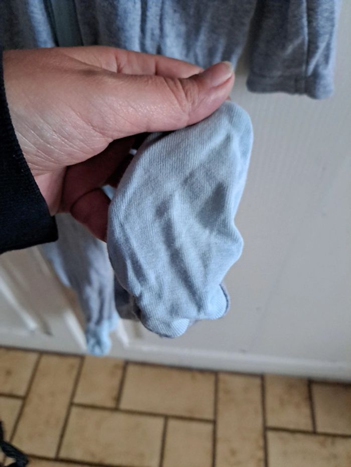 Pyjama fin et léger 1 pièce gris et bleu clair tazz 12/18mois 80cm - photo numéro 5
