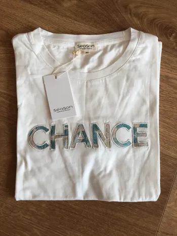 T shirt blanc brodé CHANCE