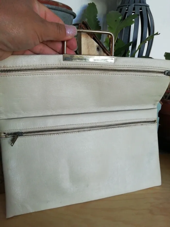 Pochette trousse chic vintage rétro cream white blanc ivoire - photo numéro 6