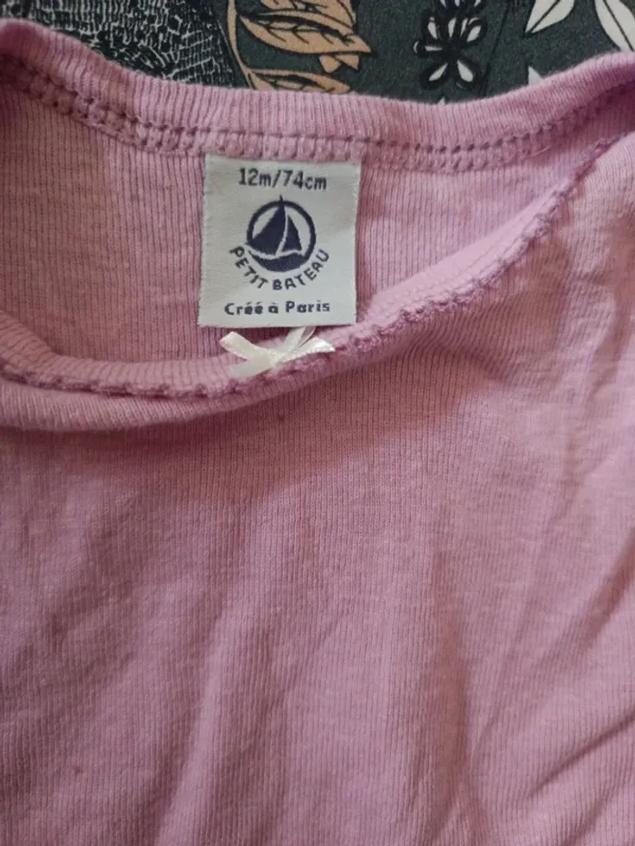Body petit bateau manches courtes 74cm rose lilas - photo numéro 2