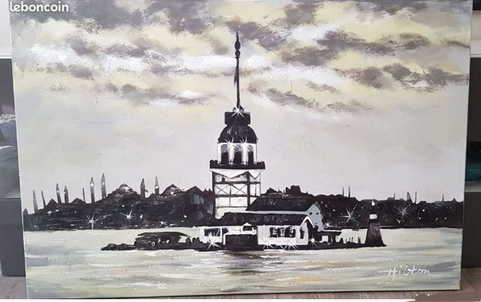 Tableau peint sur toile "Tour de Léandre"