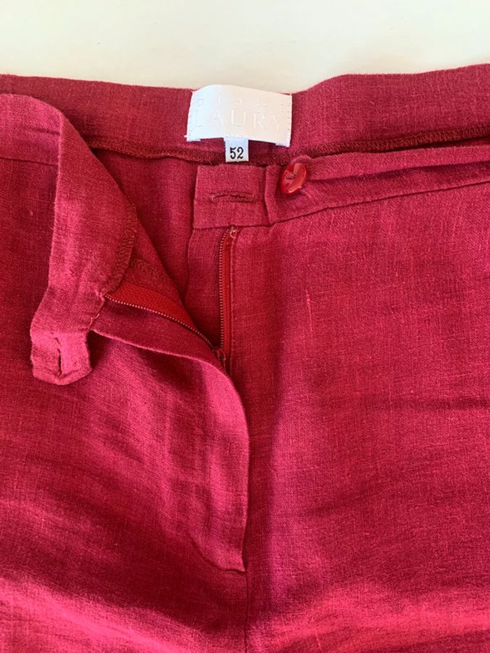 Pantacourt bermuda Diane Laury bordeaux taille 52 -100% Lin - neuf jamais porté - photo numéro 2