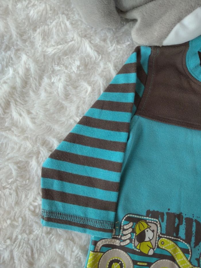 Lot de 2 tee shirt chemise manches longues Garçon 6 mois Chef de chantier Teddy chien - photo numéro 4