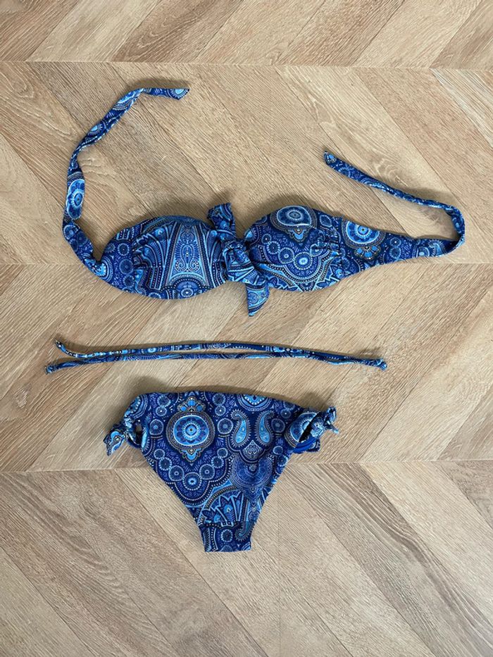 Maillot de bain 2 pièces H&M bleu et blanc - photo numéro 9