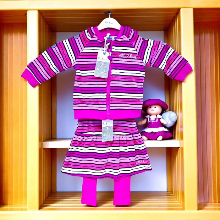 LITTLE MARCEL - NEW - ENSEMBLE 2/3P BÉBÉ FILLE RAYURES & TONS LUMINEUX 12/18M