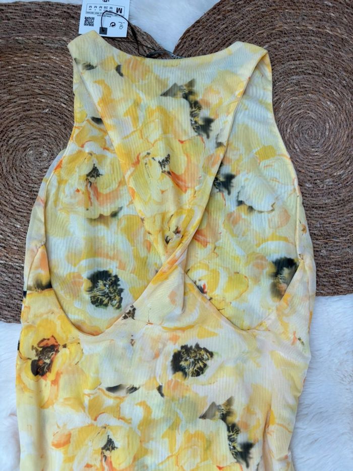 Robe longue jaune à motifs Zara taille M - photo numéro 4