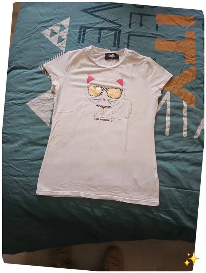 🐱 T-shirt blanc Karl Lagerfeld 14 ans - Motif chat mignon