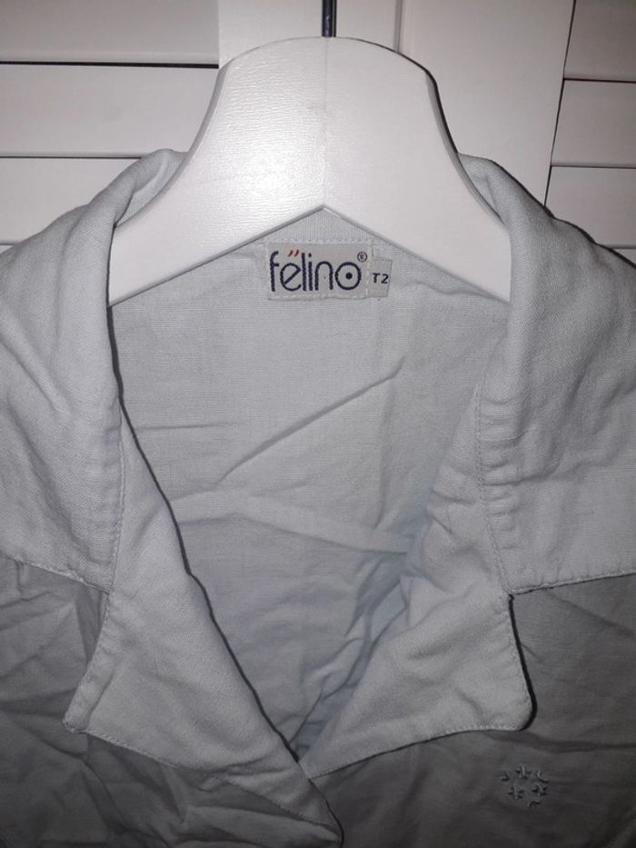 Felino chemisier bleu ciel en lin taille 2 = 42/44 - photo numéro 2