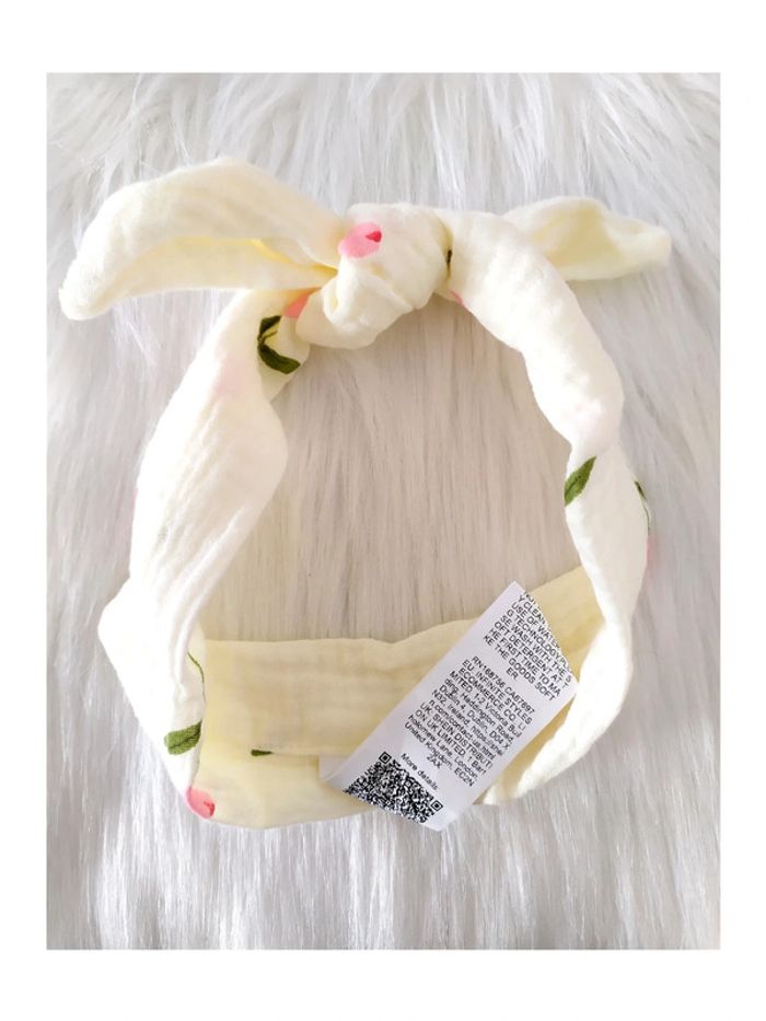 Bandeau en gaze de coton pour bébé fille motif fleurs de tulipes - photo numéro 2