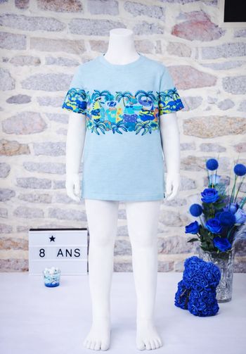 T-shirt manches courtes dinosaures surfeurs Garçon taille 8 ans marque DPAM 🎸