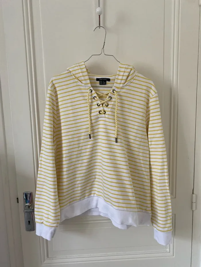 Sweat à capuche marinière jaune Esmara Lidl