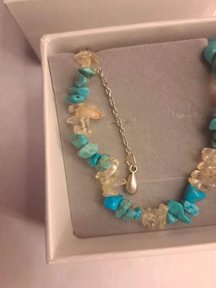 Bracelet pierre semi précieuses bleu et transparent - photo numéro 5