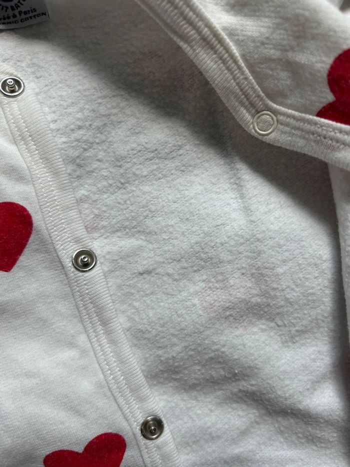 Pyjama Petit Bateau blanc à cœurs rouges - Taille 3 mois - photo numéro 4