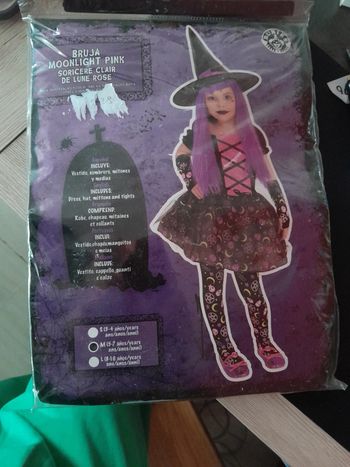 Déguisement fille 5-7 ans sorcière clair de lune rose