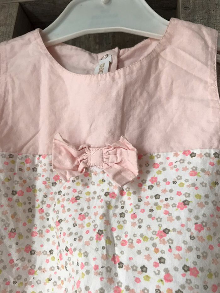 Robe bouffante rose à fleur fille 18 mois rose et blanche Lulu Castagnette - photo numéro 3