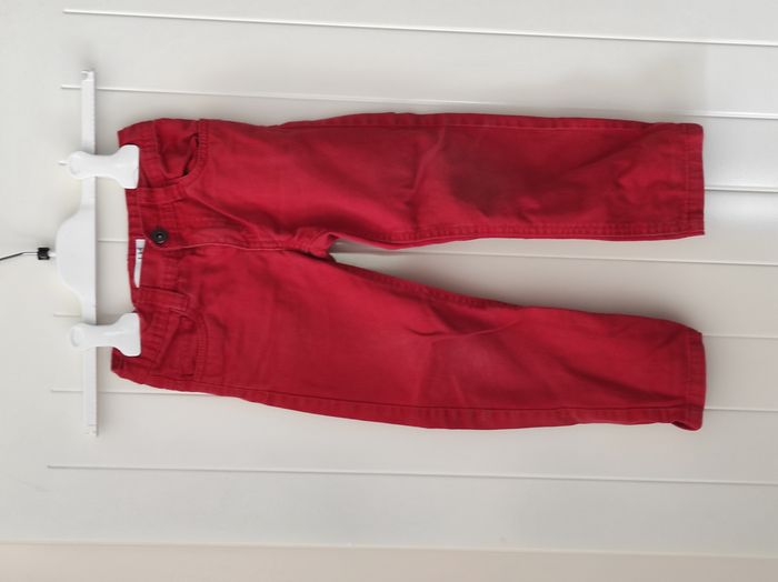 Pantalon garçon – 4 ans – toile de coton rouge - photo numéro 2