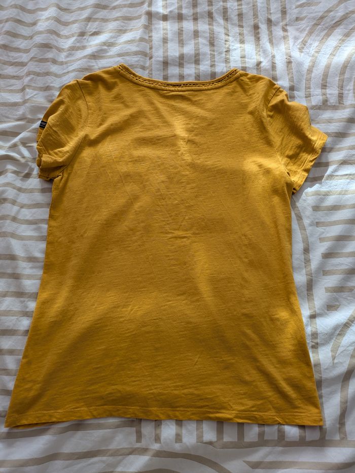 T-shirt TERRE DE MARINS - Jaune Moutarde & Broderie - photo numéro 3