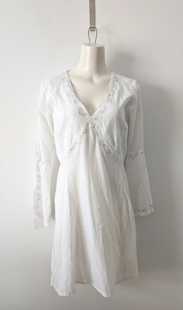 Robe d'été tunique de plage manches évasées - Blanc du Nil - taille 3 (40)