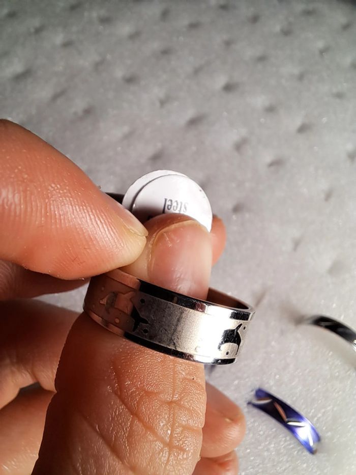 Bague acier inoxydable motifs - photo numéro 2