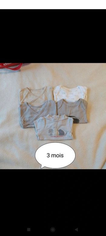 Lot de 5 bodies garçons manches longues 3 mois