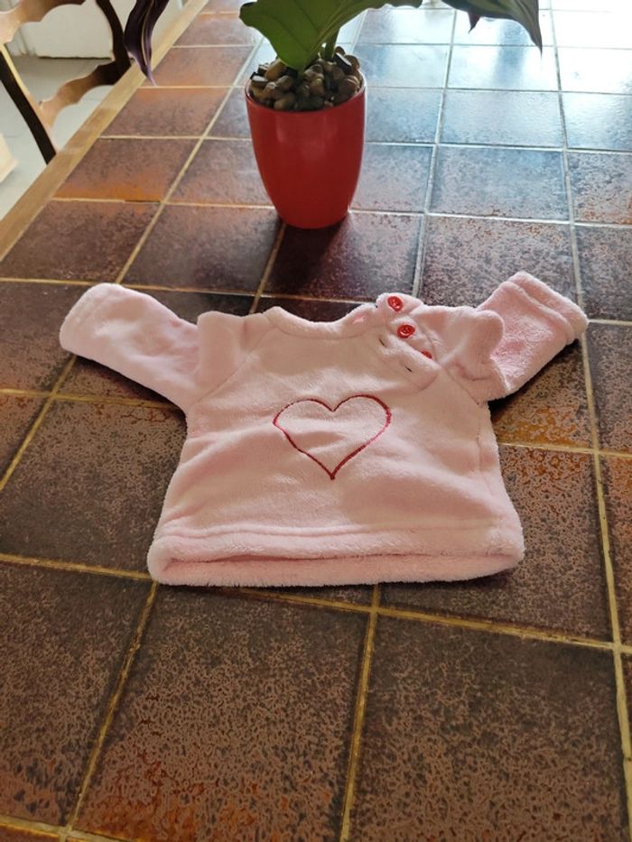 Pull polaire motif cœur