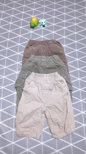 🦁Lot 3 pantalons velours, garçon 3 mois