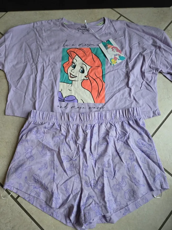 pyjama 2 pièces short violet ariel Disney