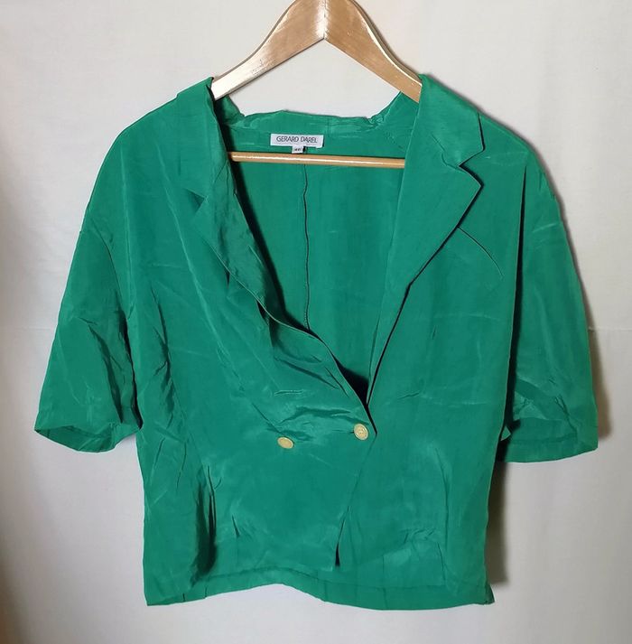 Chemisette vintage vert satin taille 46 Gérard Darel - photo numéro 6