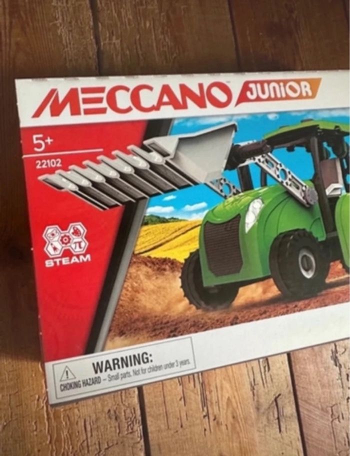 NEUF Meccano Junior Tracteur pelleteuse engin de chantier vert jeu constructions outils 22102 - photo numéro 3