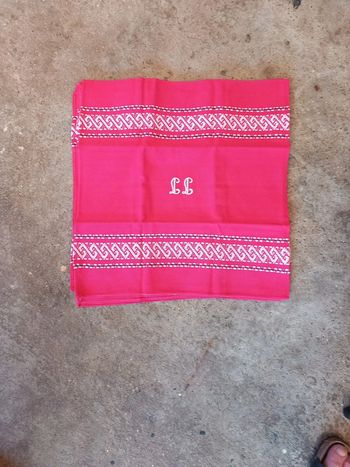 🥕10 serviettes table vintage rouge coton lin