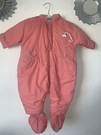 Combinaison matelassée rose hiver 6 mois