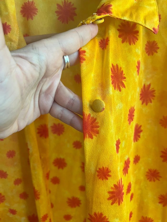 Chemise vintage mesh transparent jaune et orange - photo numéro 7