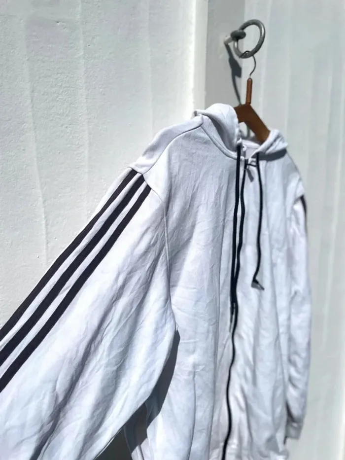Adidas cotton full zip jacket black white Mens L - photo numéro 10