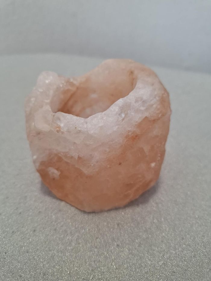 Joli bougeoir photophore véritable quartz rose naturel excellent état + bougies - photo numéro 2