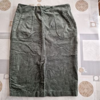 jupe longue vert kaki en velours