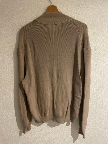 Gilet zippé Polo Ralph Lauren en maille côtelée, couleur beige/taupe.