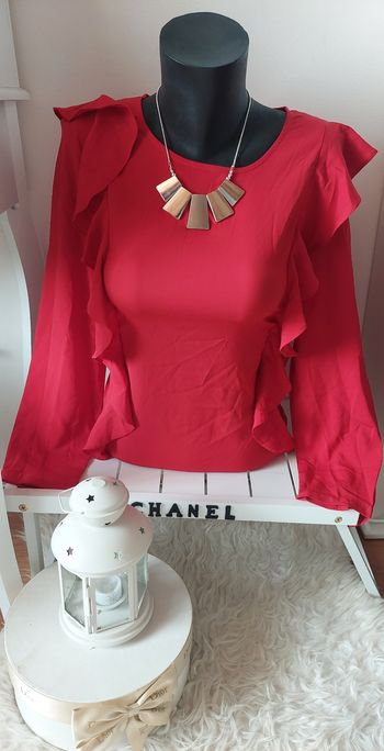 Blouse rouge volants Camaieu T.M neuve 💋