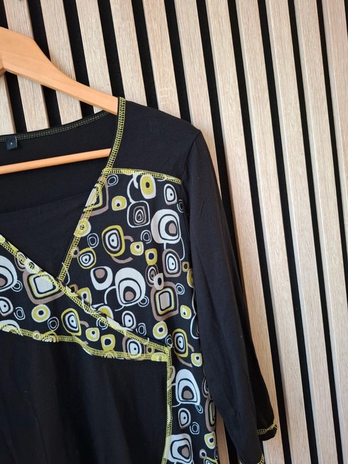 Blouse fluide noire imprimée motifs T40 - photo numéro 6