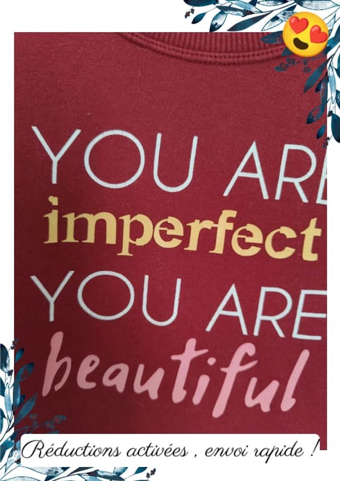Pull bordeau You are beautiful - photo numéro 3