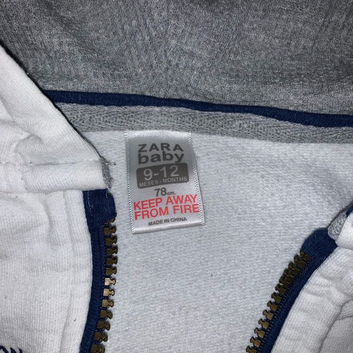Sweat à capuche zippé Zara baby 9-12 mois blanc - photo numéro 3