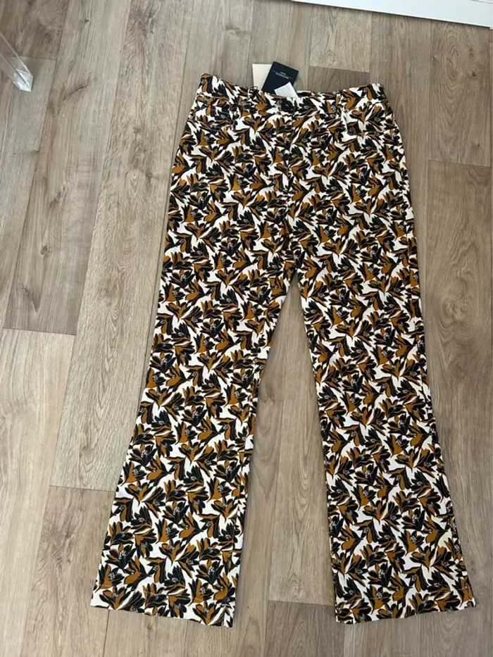 Week-end Maxmara ensemble tailleur pantalon +gilet barman imprimé femme, taille 38/40 - photo numéro 3